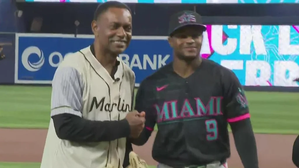 CBS News Miami's Jim Barry throws the first pitch at Marlins game