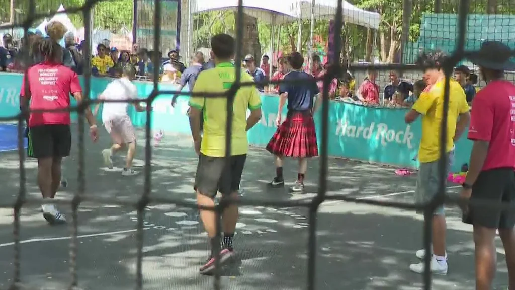 Fans of Scotland and Brazil get ready for the match at FIFA Fan Festival