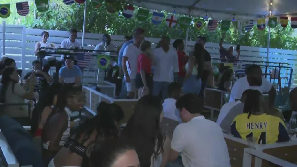 Miami fans gather to watch England beat France for third place at the World Cup
