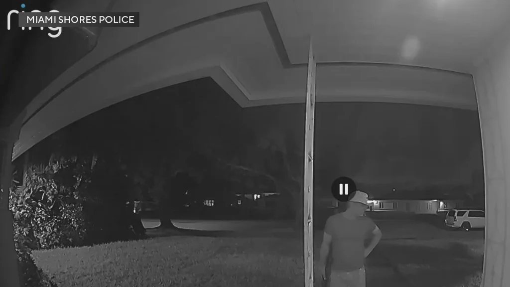 Ring Camera captures a man armed with a rifle outside a Miami Shores home