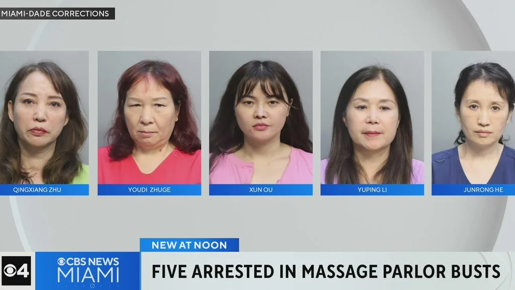 5 arrested for offering sex acts for money at South Florida massage parlors, officials say