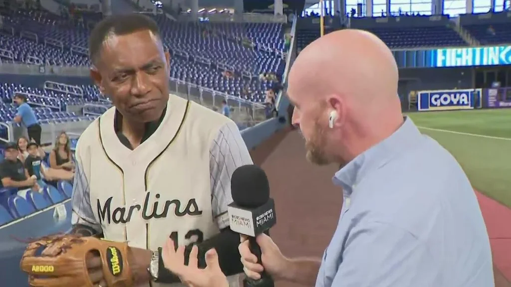 CBS News Miami's Jim Berry prepares to throw first pitch
