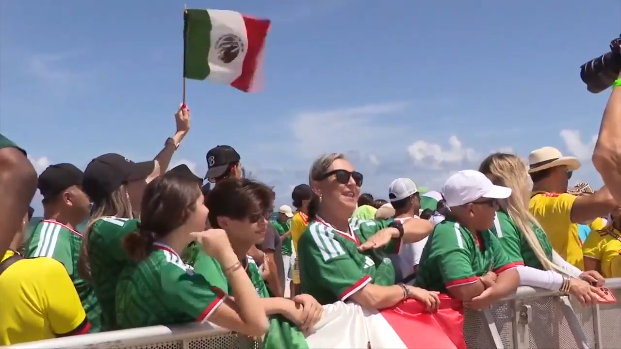 Thousands pack sands of Miami Beach to celebrate start of FIFA World Cup