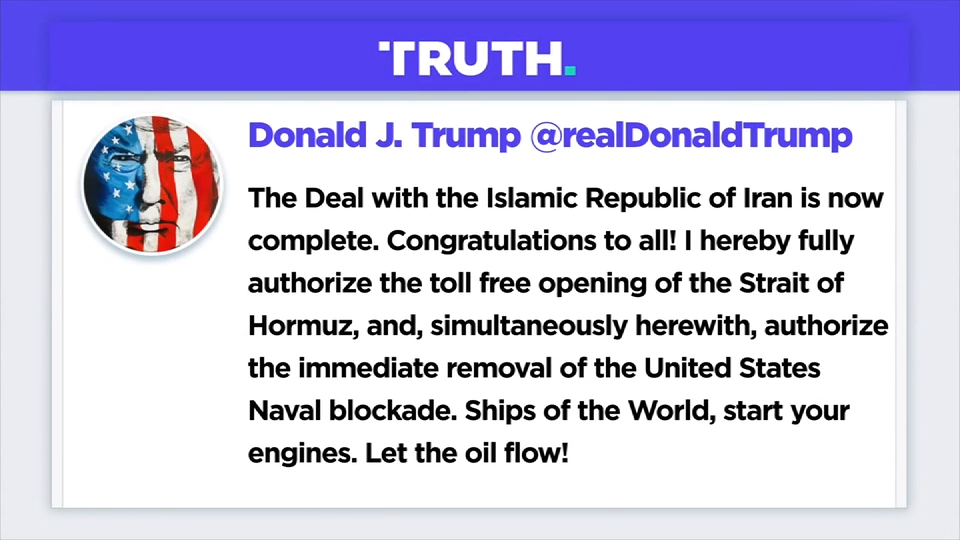 Deal is reached to end Iran war and Trump orders stop to US naval blockade