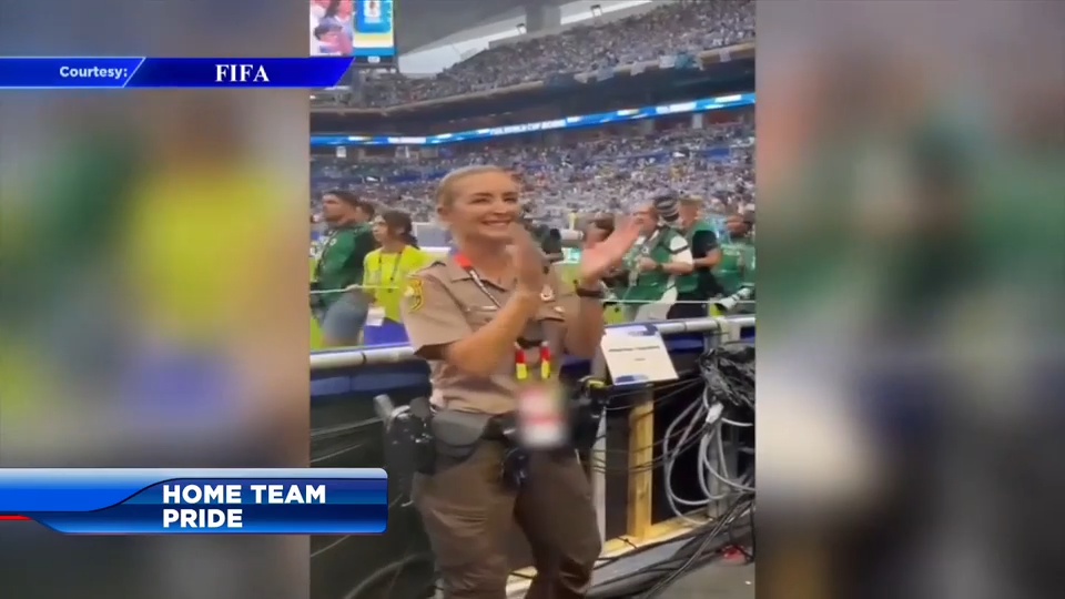 Uruguayan MDSO deputy goes viral while cheering with fans during World Cup match at Miami Stadium