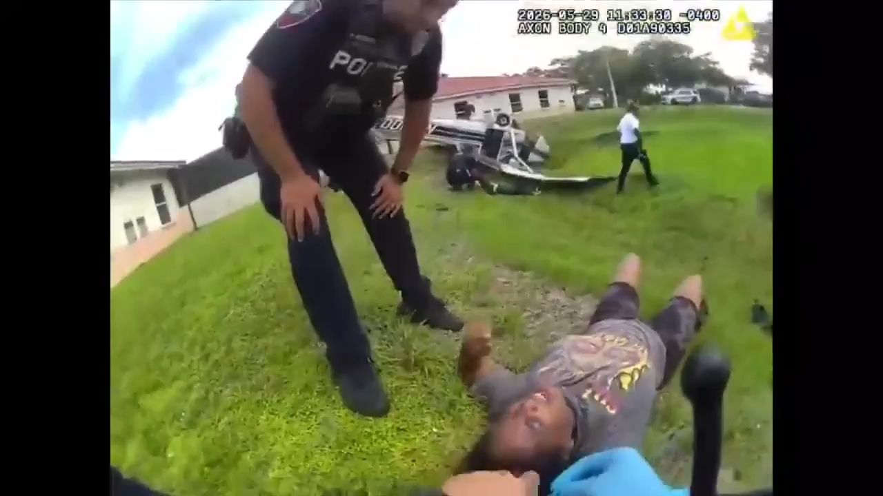 Bodycam video shows moments after small plane crashed near Pembroke Pines hospital