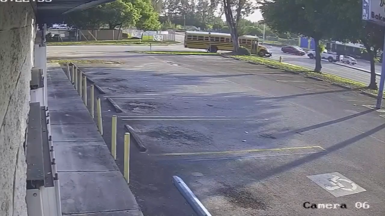 Video shows child struck by school bus while riding scooter near depot in NW Miami-Dade