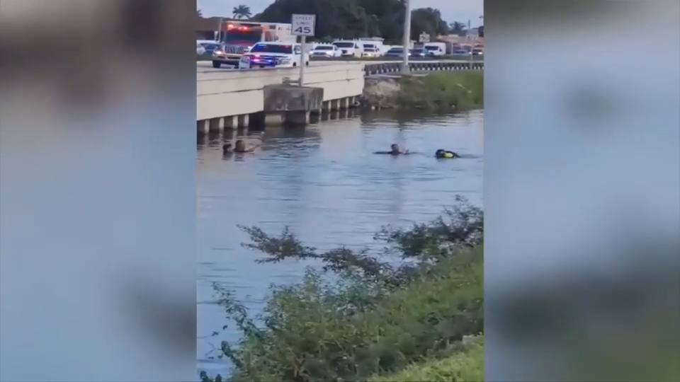 Car crashes into canal in Hialeah; first responders race to rescue lives