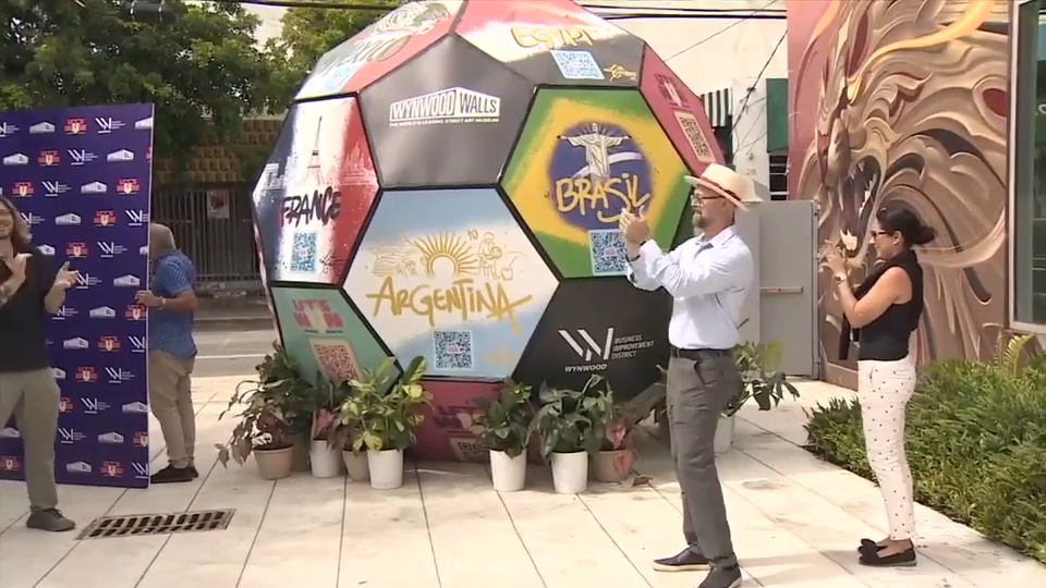 Wynwood unveils 10-foot World Ball, celebrating nations that reached Round of 16 during World Cup