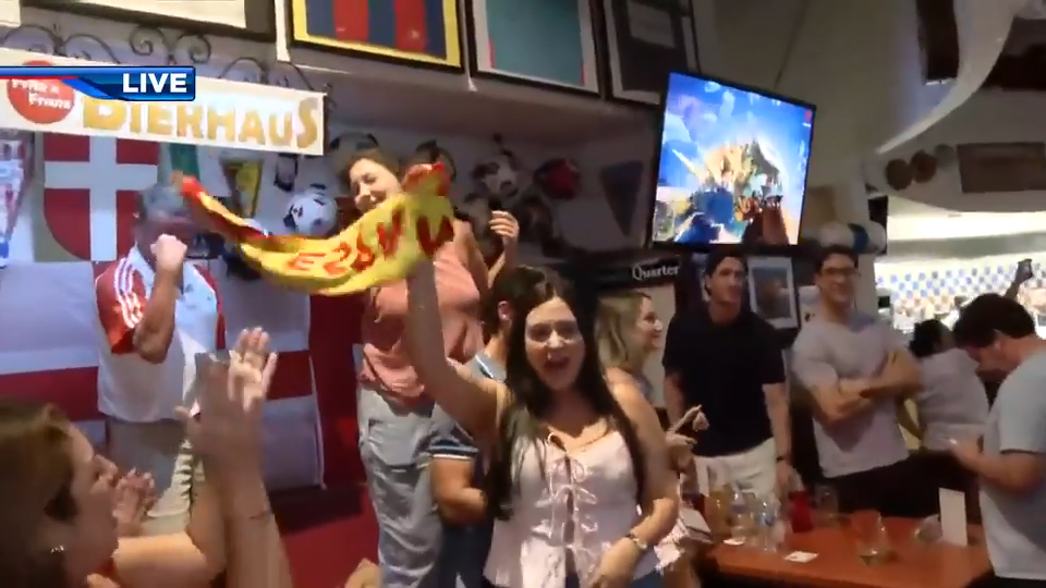 Fans celebrate in Coral Gables after Spain defeated Argentina 1-0 for second World Cup title
