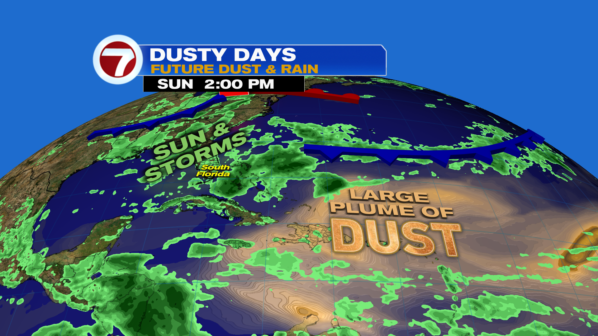 Elevated Storm Chances Early Week Before Saharan Dust Moves In