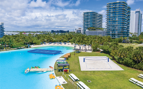 SoLé Mia in North Miami floats pickleball in its lake